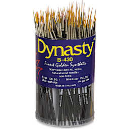 Dynasty Finest Golden Synthetic Brushes - Script and Liner, Canister of 144