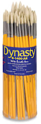 Dynasty Natural White Bristle Assortments - Front of canister of 60 assorted Round brushes