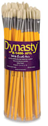 Dynasty Natural White Bristle Assortments - Front of canister of 60 assorted Filbert brushes