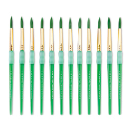 Big Kid's Choice Lil' Grippers Synthetic Brushes - Round, Size 8, Pkg of 12, laid out