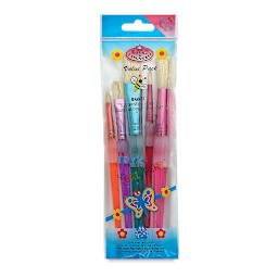 Royal & Langnickel Big Kid's Choice Lil' Grippers Bristle Chubby Brushes - Round and Flat, Set of 5, front of the pack