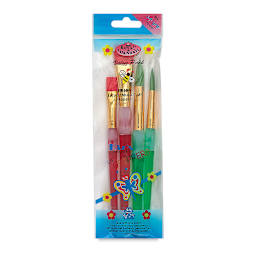 Royal & Langnickel Big Kid's Choice Lil' Grippers Synthetic Brushes - Round and Flat, Set of 4, front of pack