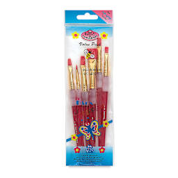 Royal & Langnickel Big Kid's Choice Lil' Grippers Synthetic Brushes - Deluxe Shader, Set of 6, front of the pack