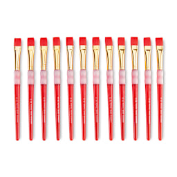 Big Kid's Choice Lil' Grippers Synthetic Brushes - Flat, Size 12, Pkg of 12, fanned out