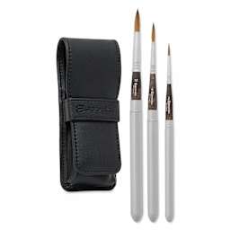 Escoda Optimo Kolinsky Sable Watercolor Travel Brushes - Set of 3, Round, with included carrying case.