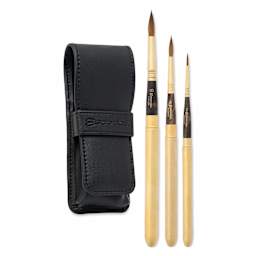 Escoda Reserva Kolinsky-Tajmyr Sable Brush - Set of 3, Pocket Round and included carrying case