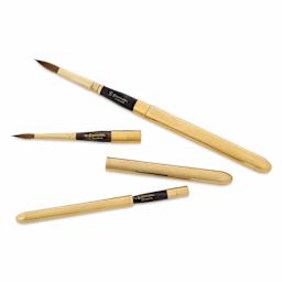 Escoda Reserva Kolinsky-Tajmyr Sable Brush - Set of 3, Pocket Round, full length, separated, and travel safe