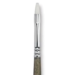 Escoda Perla Toray White Synthetic Brush - Bright, Short Handle, Size 6 (Close-up of brush)