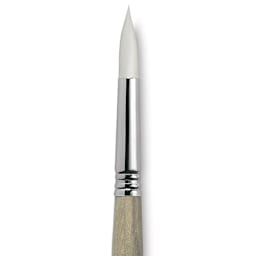 Escoda Perla Toray White Synthetic Brush - Round, Short Handle, Size 14 close up