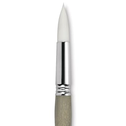 Escoda Perla Toray White Synthetic Brush - Round, Short Handle, Size 18 close up