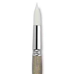 Escoda Perla Toray White Synthetic Brush - Round, Short Handle, Size 20 close up