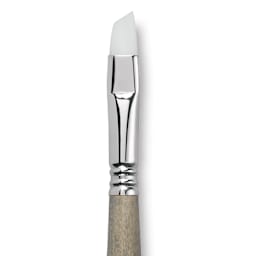 Escoda Perla Toray White Synthetic Brush - Angular, Short Handle, Size 12 close up