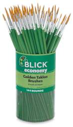 Blick Economy Golden Taklon Brushes - Canister of Round Long handle Brushes
