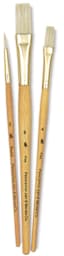 Princeton Real Value Brushes, short handle, set of 3. Includes Round 3, and Flat 4 and 8.