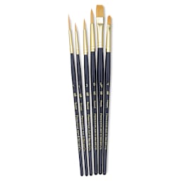 Princeton Real Value Brush Set - 9132, Golden Taklon, Short Handle, Set of 6