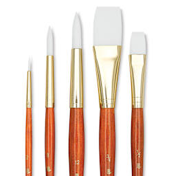 Princeton Real Value Brush Set - 9152, White Taklon, Short Handle, Set of 5