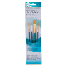 Princeton Real Value Brush Set - 9172, Golden Taklon, Short Handle, Set of 4