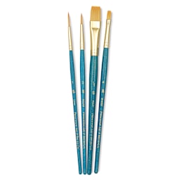 Princeton Real Value Brush Set - 9172, Golden Taklon, Short Handle, Set of 4