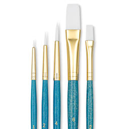 Princeton Real Value Brush Set - 9174, White Taklon, Short Handle, Set of 5
