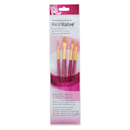 Princeton Real Value Brush Set - 9181, Golden Taklon, Short Handle, Set of 4