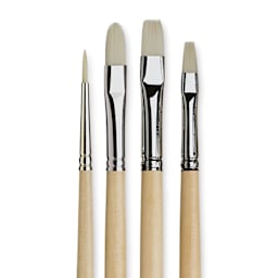 Da Vinci Artist Brush Set - Top Acryl Long Handle, Set of 4, close up
