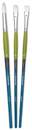 Princeton Snap! White Taklon Brush Set - Long Handle, Set of 3