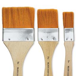 Blick Essentials Value Brush Set - Utility Brushes, Brown Nylon, Set of 3, close up