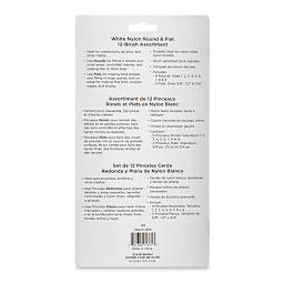 Blick Essentials Value Brush Set - Assorted Brushes, White Nylon, Set of 12 back of package