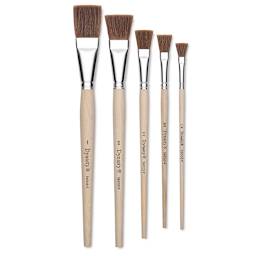 Faux Camel Watercolor Brushes - Several Flat brushes upright