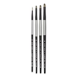 Dynasty Black Silver Synthetic Brushes - Set 3, Pkg of 4