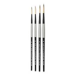 Dynasty Black Silver Synthetic Brushes - Set 4, Pkg of 4