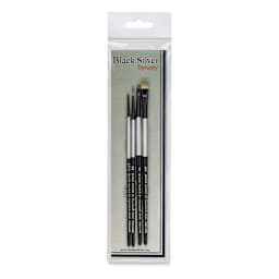 Dynasty Black Silver Synthetic Brushes - Set 6, Pkg of 4 in packaging
