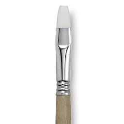 Escoda Perla Toray White Synthetic Brush - Bright, Long Handle, Size 10 close up