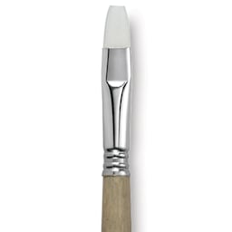 Escoda Perla Toray White Synthetic Brush - Bright, Long Handle, Size 12 close up