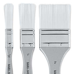 Liquitex Basics Synthetic Brushes - Large Scale Flat, Short Handle, Set of 3, close-up