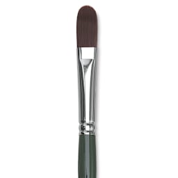 Silver Brush Ruby Satin Synthetic Brush - Filbert, Size 8, Long Handle close-up