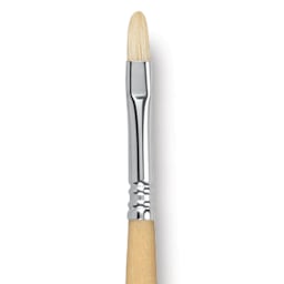 Escoda Clasico Chungking White Bristle Brush - Short Filbert, Long Handle, Size 8 close up