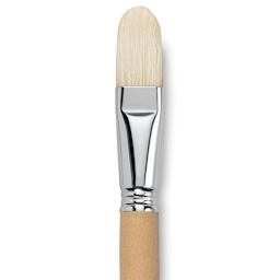 Escoda Clasico Chungking White Bristle Brush - Filbert, Long Handle, Size 22 close up