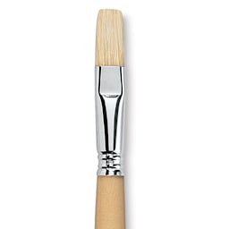 Escoda Clasico Chungking White Bristle Brush - Flat, Long Handle, Size 16 close up