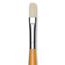Isabey Chungking Interlocking Bristle Brush - Flat, Long Handle, Size 4 close up