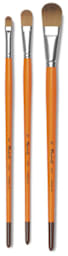 Raphaël Kaërell Synthetic Sable Brushes - 3 long handled Filbert Brushes shown vertically