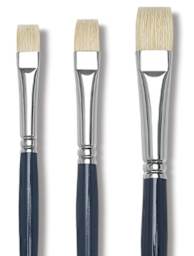 Princeton Ashley Series 5200 Natural Bristle Brushes - Closeup of 3 Bright Brushes
