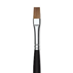 Old Holland Kolinsky Sable Brush - Flat, Long Handle, Size 6 close up