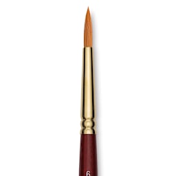 Grumbacher Goldenedge Brush - Round, Short Handle, Size 6 close up