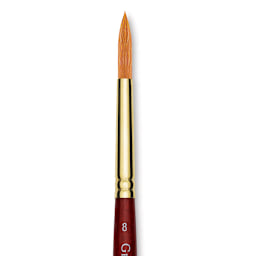 Grumbacher Goldenedge Brush - Round, Short Handle, Size 8 close up