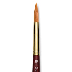 Grumbacher Goldenedge Brush - Round, Short Handle, Size 10 close up