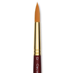 Grumbacher Goldenedge Brush - Round, Short Handle, Size 12 close up
