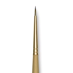 Princeton Synthetic Mongoose Brush - Round, Long Handle, Size 0 close up