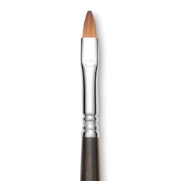 Escoda Prado Tame Synthetic Brush - Bright, Long Handle, Size 8 (Close-up of brush)
