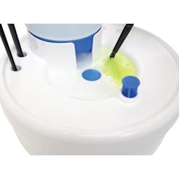 Fresh Water Rinse Well - close up of cleaning brush